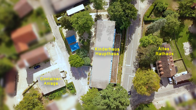 Luftbild der drei Standorte des KInderhauses Riederau am Ammersee