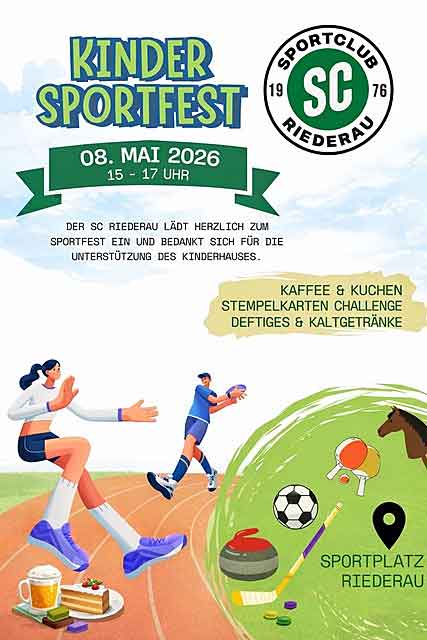 Plakat zum KIndersportfest gemeinsam mit dem SC Riederau