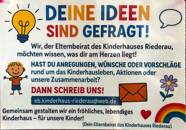 Kontakt Elternbeirat 2025-26 Infotafel des Elternbeirats zu Ideen der Eltern