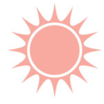 Piktogramm der Sonnengruppe mit Darstellung einer großen Sonne mit Strahlen